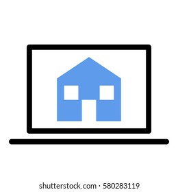 House_Home  icon - Flat design, glyph style icon - Colored enclosed in a computer