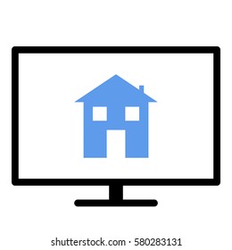 House_Home  icon- Flat design, glyph style icon - Colored enclosed in a screen