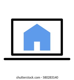 House_Home  icon - Flat design, glyph style icon - Colored enclosed in a computer