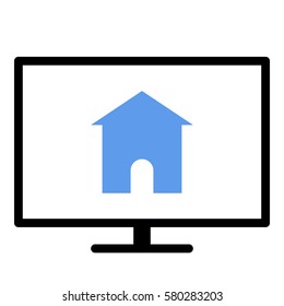 House_Home  icon- Flat design, glyph style icon - Colored enclosed in a screen