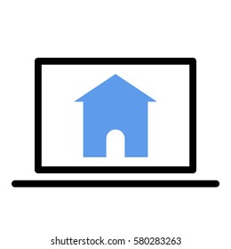 House_Home  icon - Flat design, glyph style icon - Colored enclosed in a computer