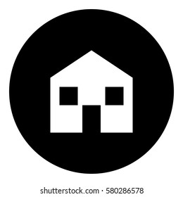 House_Home  icon - Flat design, glyph style icon - White enclosed in a circle