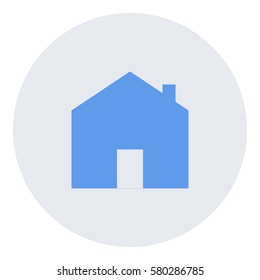 House_Home  icon - Flat design, glyph style icon - Blue enclosed in a circle