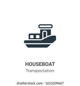 Houseboat glyph icon vector on white background. Flat vector houseboat icon symbol sign from modern transportation collection for mobile concept and web apps design.