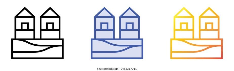 houseboat icon. Linear, Blue Fill and Gradient Style Design Isolated On White Background