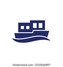 houseboat icon on white, float house