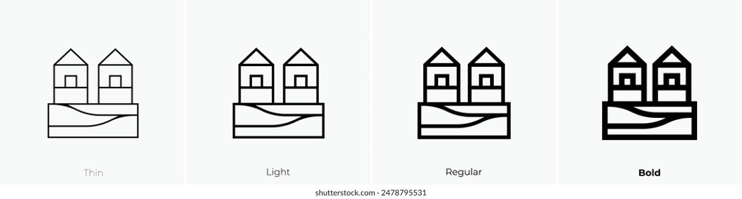 houseboat icon. Thin, Light Regular And Bold style design isolated on white background