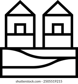 houseboat icon. Thin linear style design isolated on white background