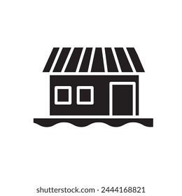 houseboat icon. vector black illustration on white background..eps