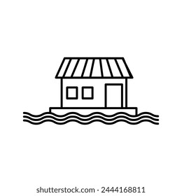 houseboat icon. vector flat liner illustration on white background..eps