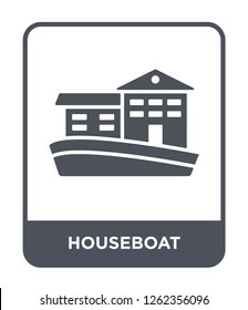 houseboat icon vector on white background, houseboat trendy filled icons from Transportation collection, houseboat simple element illustration