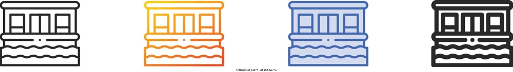 houseboat icon.Thin Linear, Gradient, Blue Stroke and bold Style Design Isolated On White Background