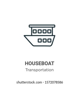 Houseboat outline vector icon. Thin line black houseboat icon, flat vector simple element illustration from editable transportation concept isolated on white background