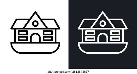 Houseboat outlined icon vector collection.