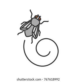 Housefly color icon. Musca domestica. Fly insect. Isolated vector illustration