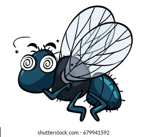 La mosca doméstica con la ilustración mareada de la cara