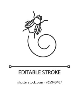 Housefly linear icon. Insect. Musca domestica. Fly insect. Thin line illustration. Contour symbol. Vector isolated outline drawing. Editable stroke