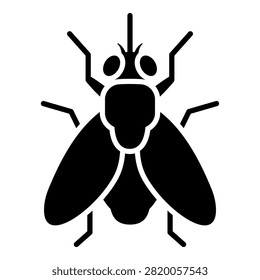 Housefly solid vector icon isolated on a white background