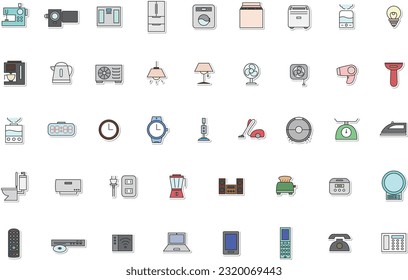 Household appliance daily necessities color sticker (no background)