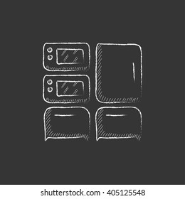 Household appliances. Drawn in chalk icon.