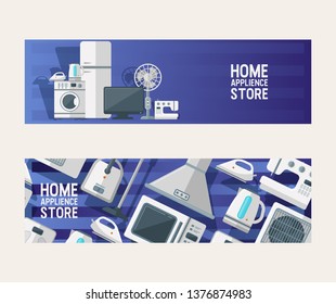 Household appliances electronic seamless pattern vector kitchen homeappliance for house backdrop set refrigerator washing machine in appliancestore illustration background.