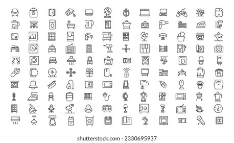 Household appliances. Home appliances and electronics icons. Vector illustration