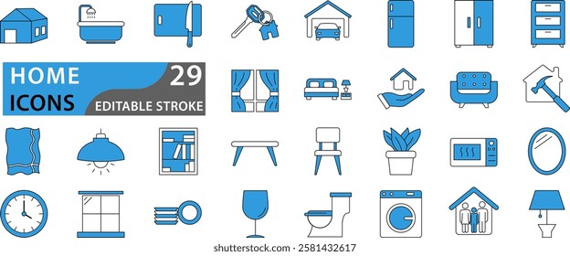 Household appliances. Home appliances and electronics icons. Set Icon  Vector illustration.