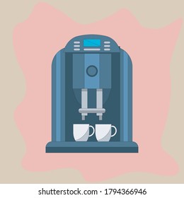 Household appliances for home and household illustration on color blot