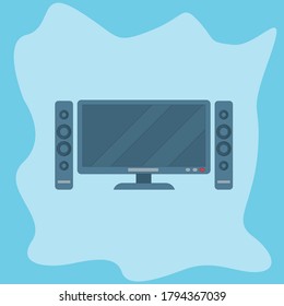 Household appliances for home and household illustration on color blot