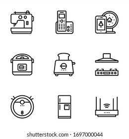household appliances icon pack made lines