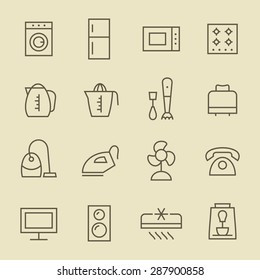 Household appliances icon set