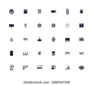 Household appliances icon set. Two-color set size 24x24.