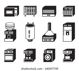 Household appliances icon set - vector illustration