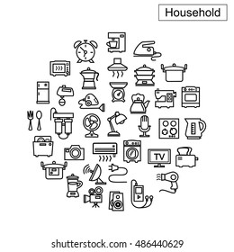 Household appliances icon vector Out line
