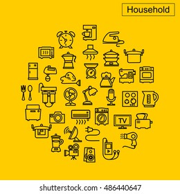 Household appliances icon vector Out line
