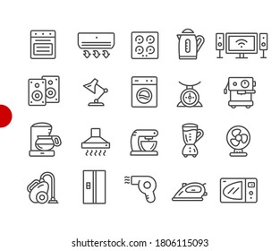 Household Appliances Icons // Red Point Series - Vector line icons for your digital or print projects.