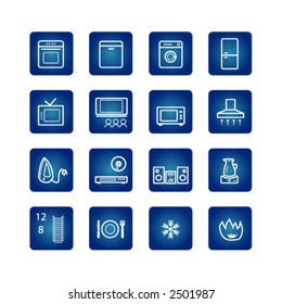 household appliances icons set