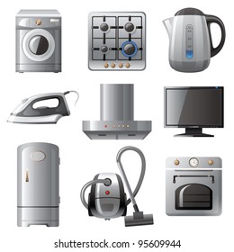 Household appliances icons set