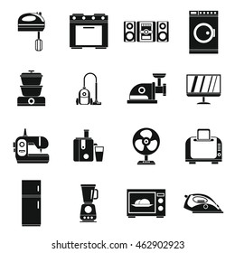 Household appliances icons set in simple style. Home electrical devices set collection vector illustration