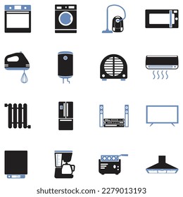 Household Appliances Icons. Two Tone Flat Design. Vector Illustration.