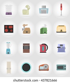 household appliances for kitchen flat icons vector illustration isolated on background