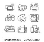 Household appliances line art icons set. Electronics online store. Vector