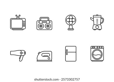 Household Appliances Line Icons Set