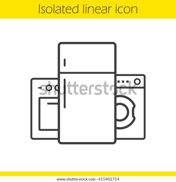 Household Appliances Linear Icon Washing Machine Stock Vector (Royalty ...