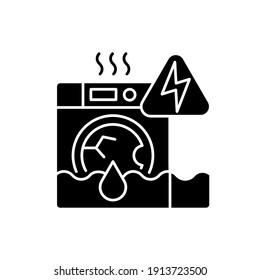 Household Appliances Malfunction Black Glyph Icon. Washing Machine, Dishwasher. Appliance Breakdown. Troubleshooting Problems. Silhouette Symbol On White Space. Vector Isolated Illustration