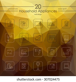 household appliances modern icons for mobile interface on blurred background