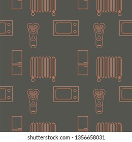 household appliances seamless pattern. vector outline illustration on gray background
