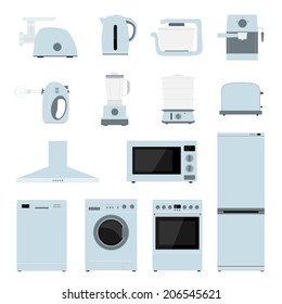 household appliances, set of flat style icons