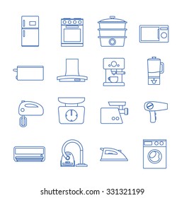 household appliances set icons
