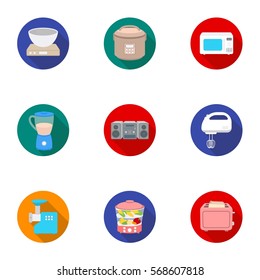 Household appliances set icons in flat style. Big collection of household appliances vector symbol stock illustration